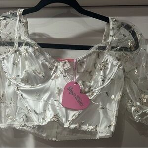 Sugar Thrillz White Floral Crop Top